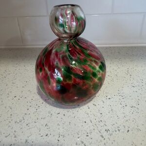 Handcrafted Glass Vase - Red and Green